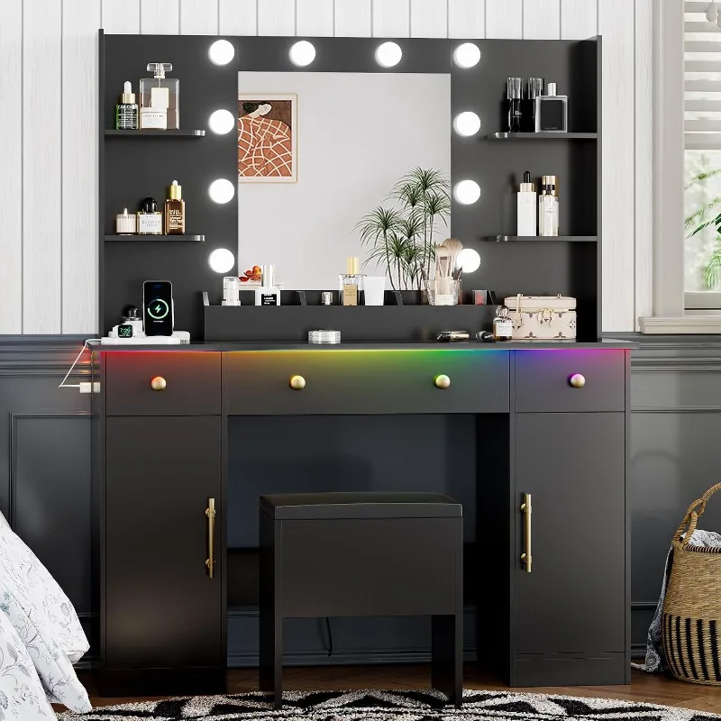Dressing Table Vanity With Lighted Mirror - Tavolo da Trucco Xixini con Specchio