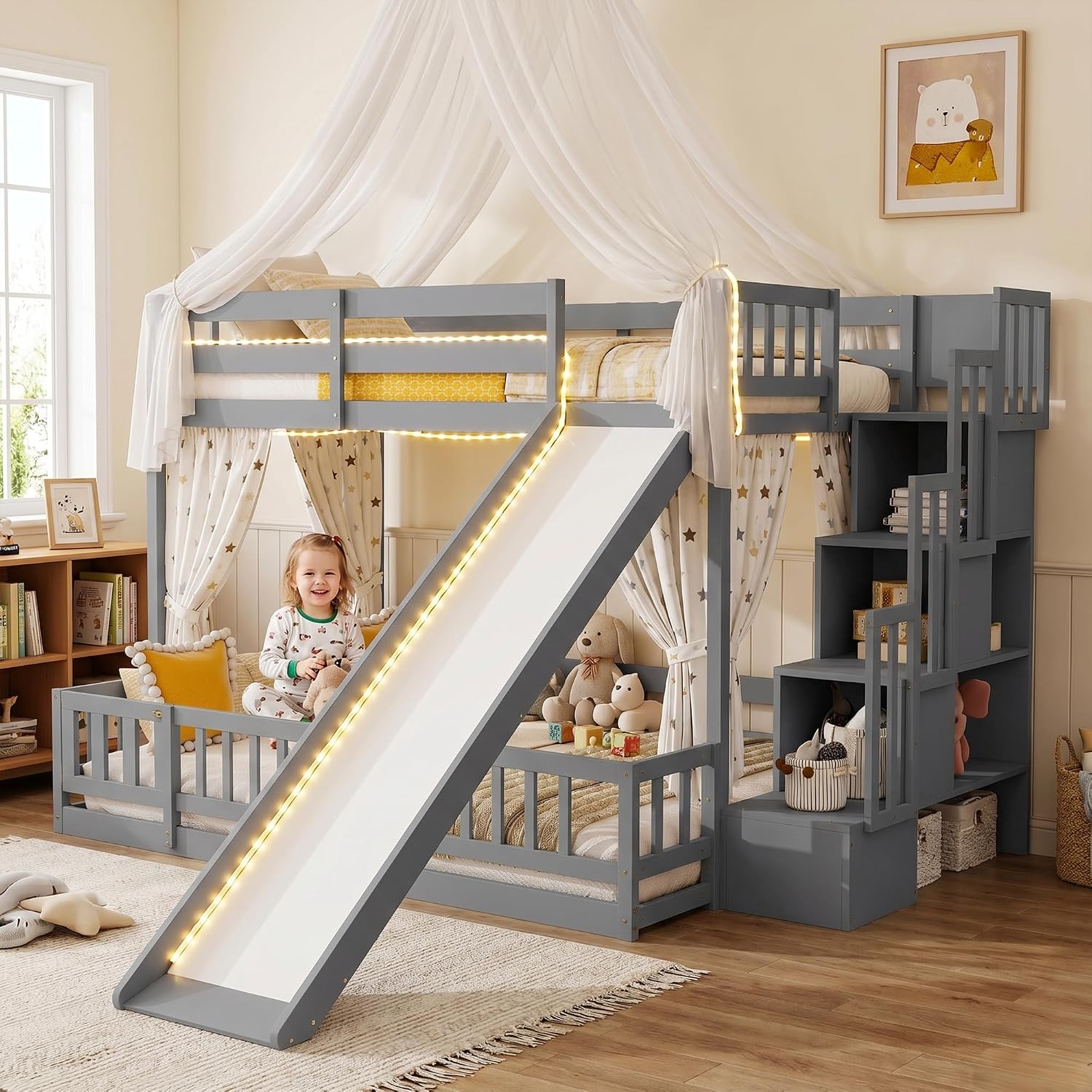 Bunk Bed With Stairs And Slide - Letto a castello con due piazze
