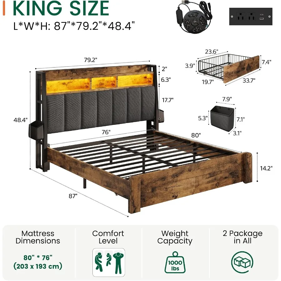 Struttura per letto matrimonia - King Size Bed Frame With Storage Drawers recensione e prezzo