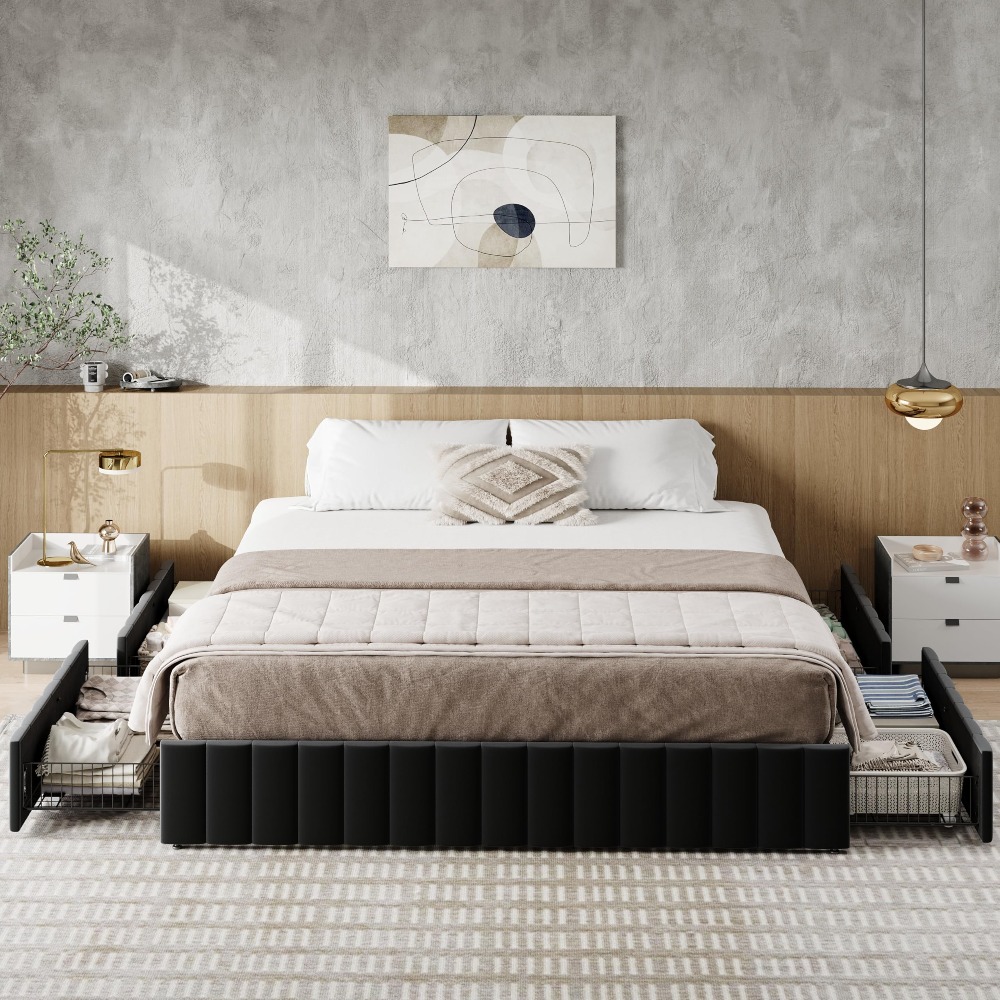 Letto matrimoniale con struttu - King Size Bed Frame With Storage Drawers recensione e prezzo