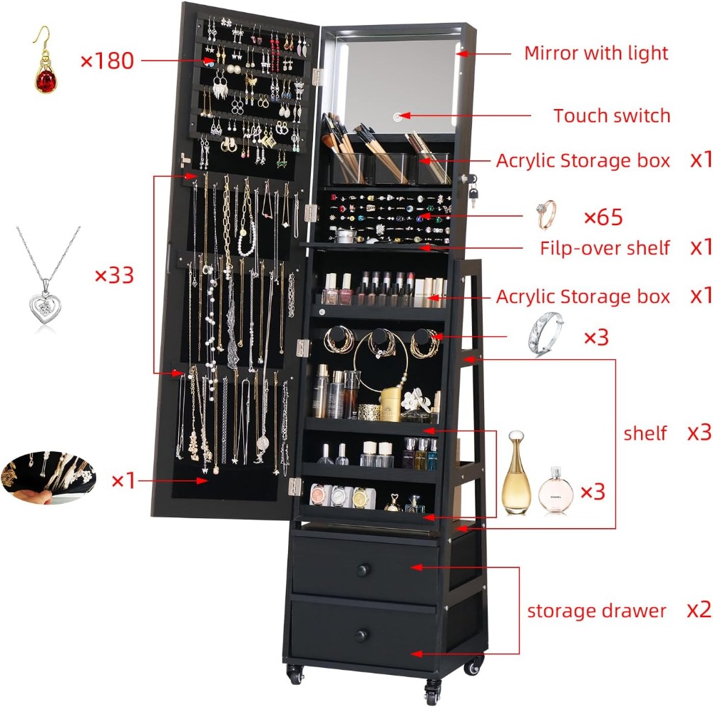 Armadio per Gioielli con Serra - Full Length Mirror Jewelry Armoire recensione e prezzo