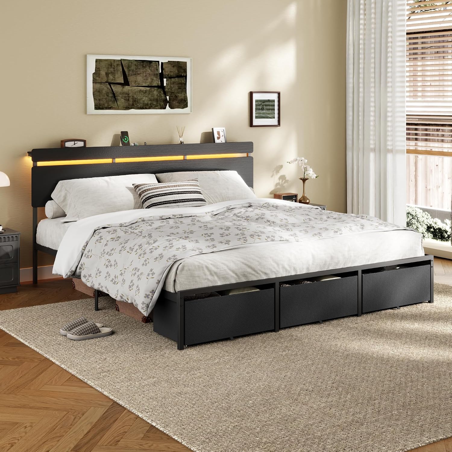 Telaio per letto matrimoniale  - King Size Bed Frame With Storage Drawers recensione e prezzo